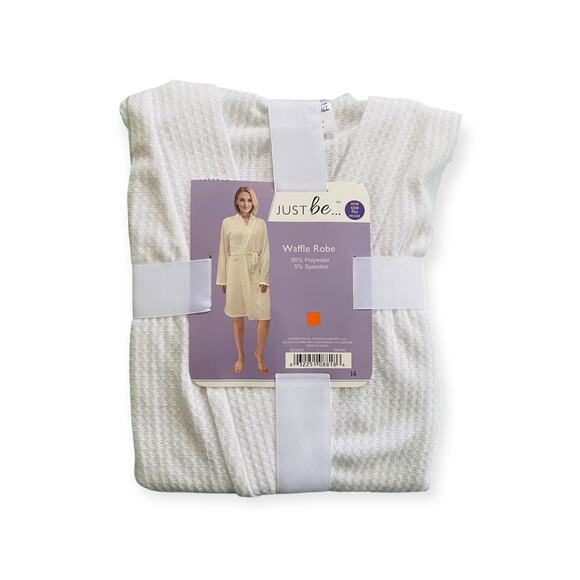 Women Soft Robe Waffle Knit Lightweight Spa Shower Bathrobe Kimono OneSize White - Picture 2 of 3